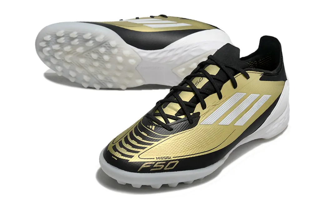 Messi x Adidas F50 Pro TF - Gold/Classic Black/White