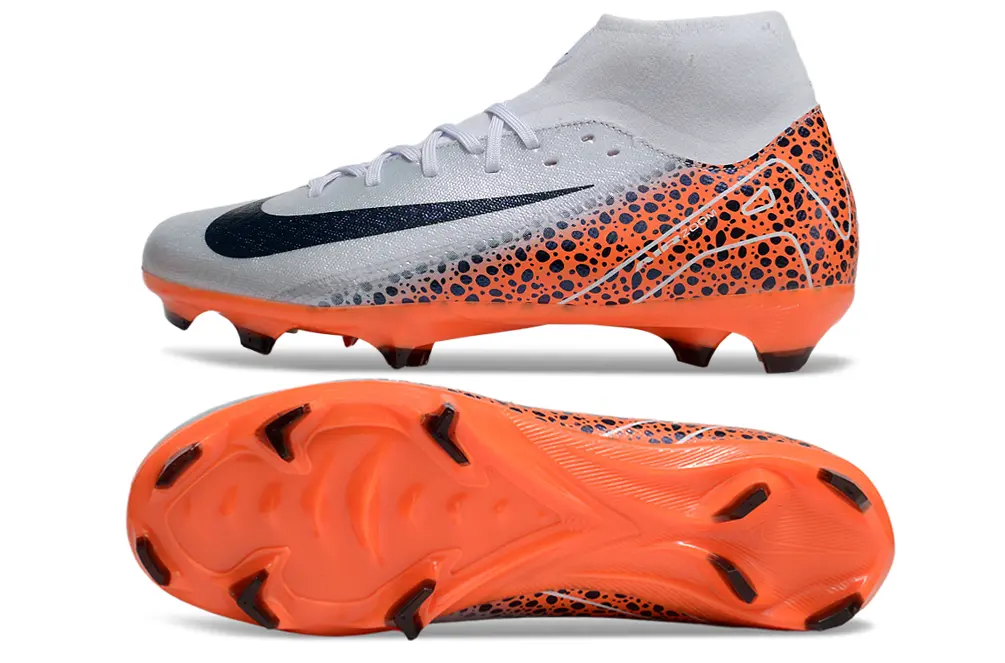 Nike Air Zoom Mercurial Superfly 10 Academy FG - Silver/Vibrant Orange/Navy Blue