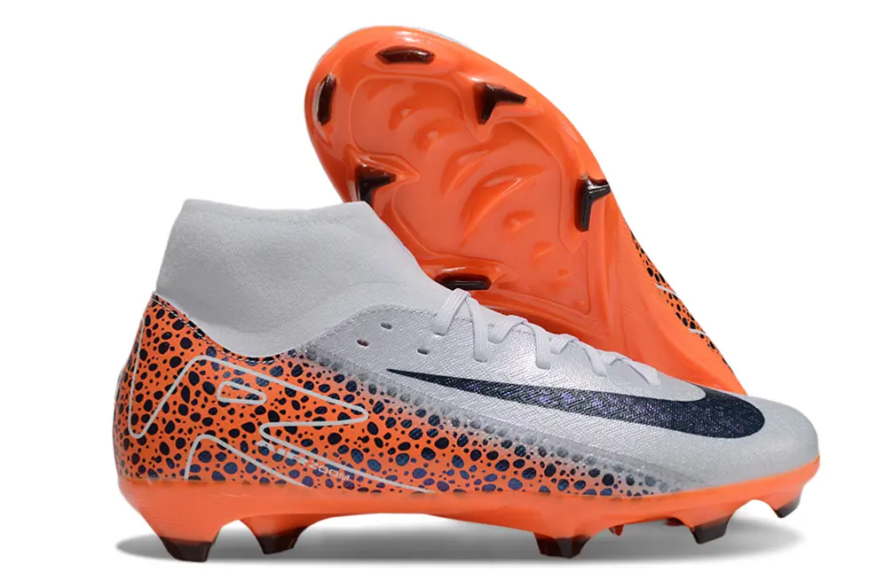 Nike Air Zoom Mercurial Superfly 10 Academy FG - Silver/Vibrant Orange/Navy Blue
