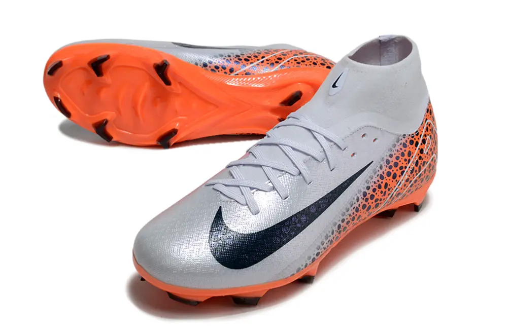 Nike Air Zoom Mercurial Superfly 10 Academy FG - Silver/Vibrant Orange/Navy Blue
