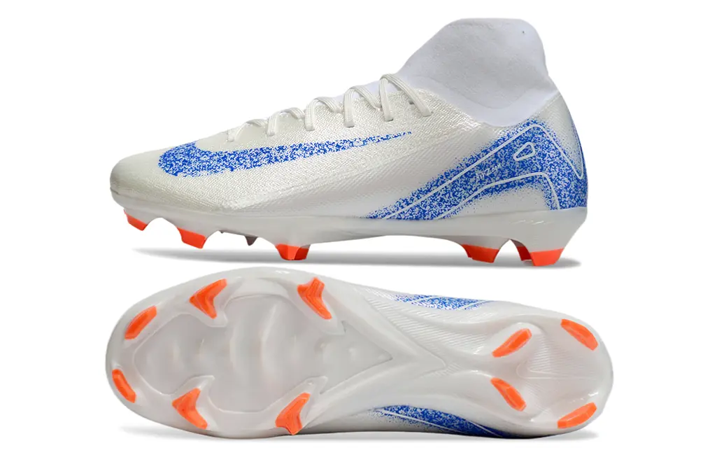 Nike Air Zoom Mercurial Superfly 10 Academy FG - White/Blue Sparkle/Orange Hues
