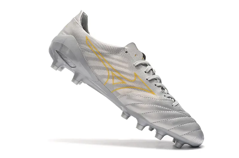 Mizuno Morelia Neo 2 FG - Silver/Metallic Silver/Golden Highlights