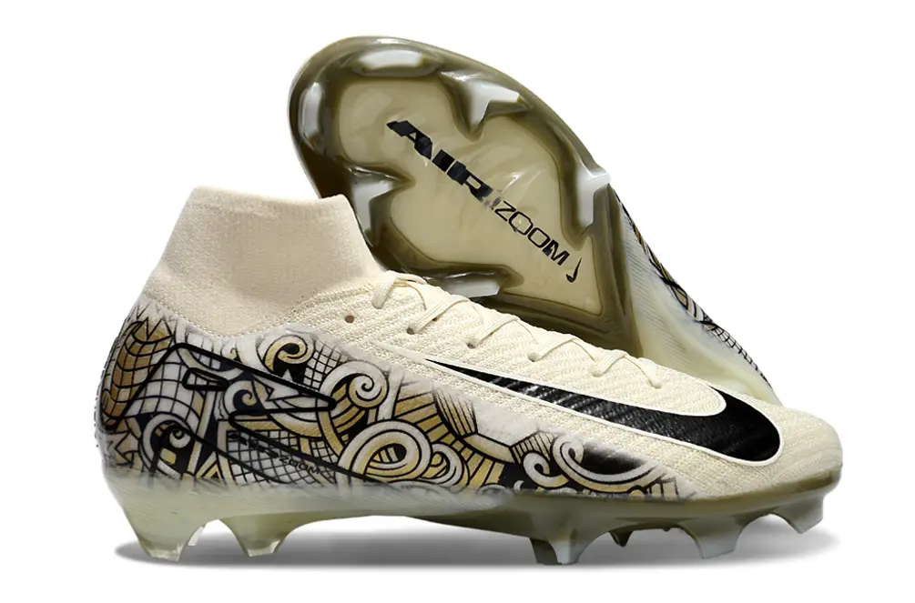Nike Air Zoom Mercurial Superfly 10 Elite FG - Beige/Golden Black/Artistic Design