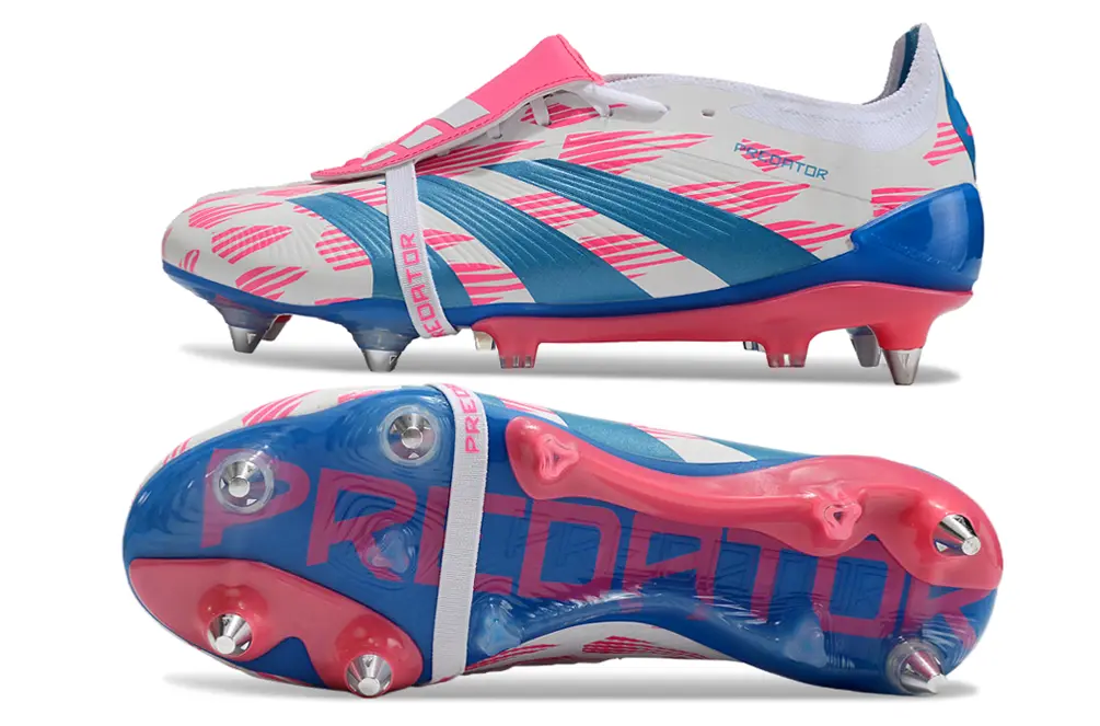 Adidas Predator 24 Elite Foldover Tongue SG - White/Blue Lagoon/Pink Blush