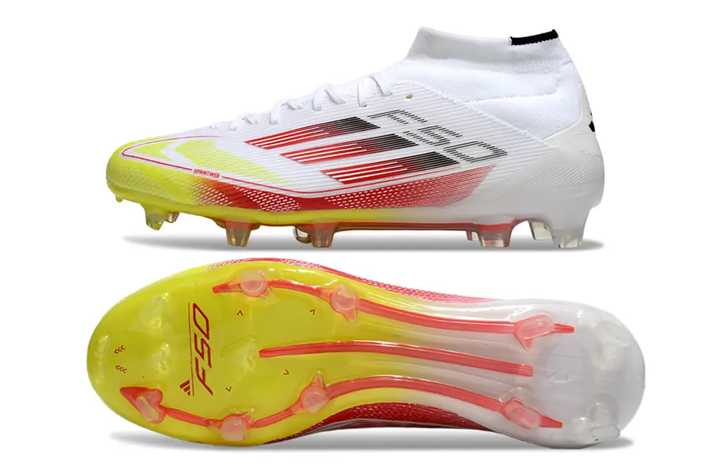 Adidas F50 Elite Mid FG - White/Vivid Yellow/Fiery Red