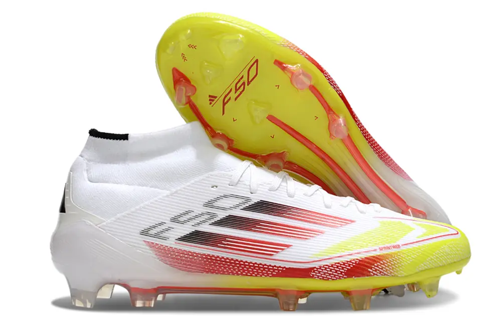 Adidas F50 Elite Mid FG - White/Vivid Yellow/Fiery Red