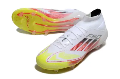 Adidas F50 Elite Mid FG - White/Vivid Yellow/Fiery Red