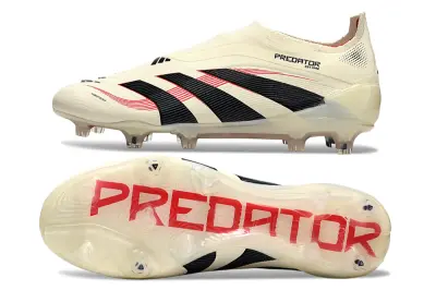 Adidas Predator 25 Elite Laceless FG - White/Crimson Burst/Black Shadow