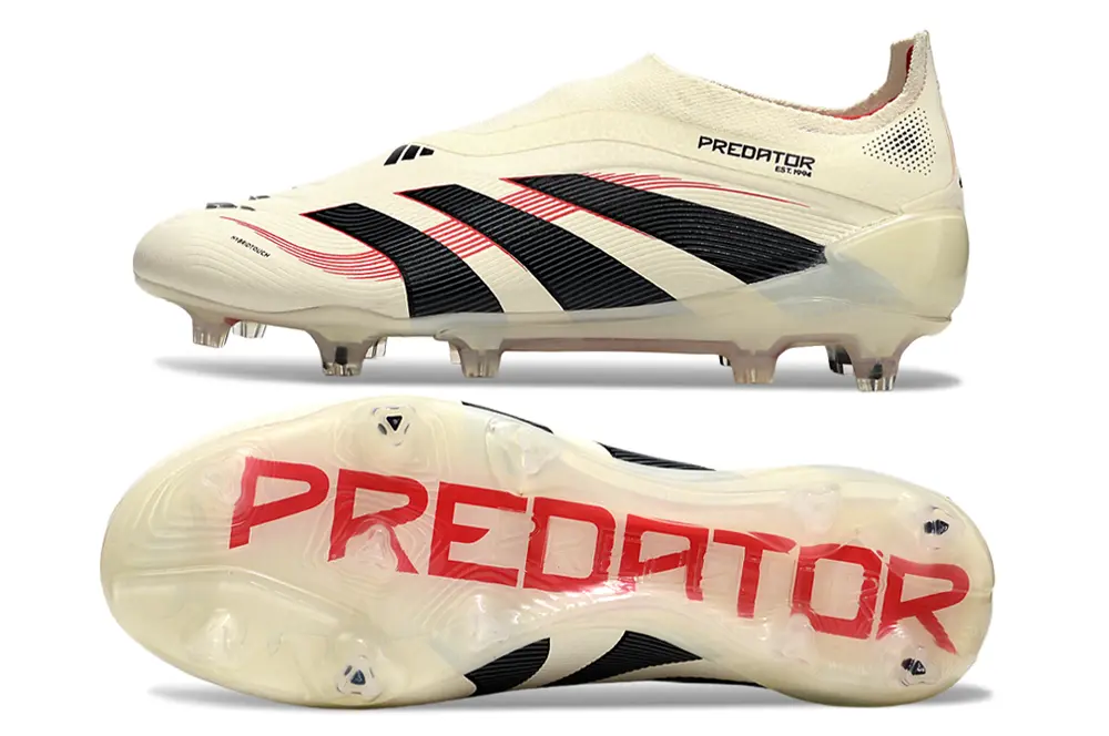 Adidas Predator 25 Elite Laceless FG - White/Crimson Burst/Black Shadow