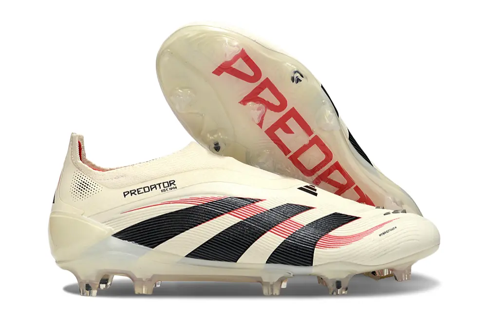Adidas Predator 25 Elite Laceless FG - White/Crimson Burst/Black Shadow