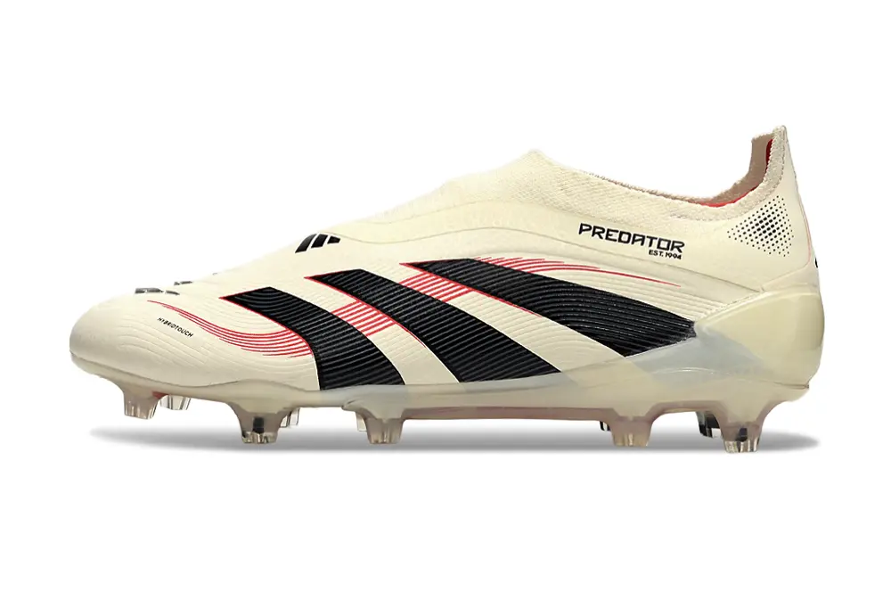 Adidas Predator 25 Elite Laceless FG - White/Crimson Burst/Black Shadow