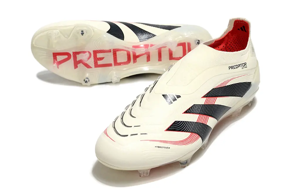 Adidas Predator 25 Elite Laceless FG - White/Crimson Burst/Black Shadow