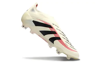 Adidas Predator 25 Elite Laceless FG - White/Crimson Burst/Black Shadow