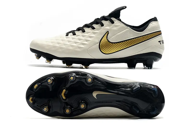 Nike Tiempo Legend 8 Elite FG - White/Golden Accent/Black Trim