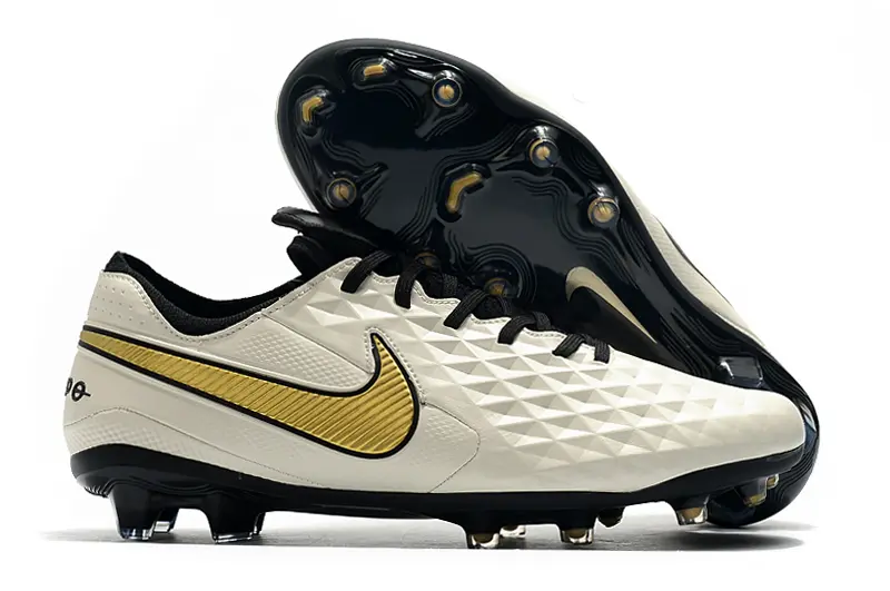 Nike Tiempo Legend 8 Elite FG - White/Golden Accent/Black Trim