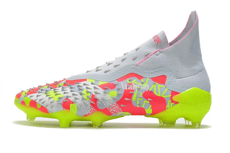 Adidas Predator Freak+ Laceless FG - White/Neon Pink/Glowing Green
