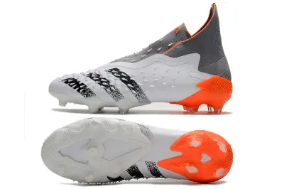 Adidas Predator Freak+ Laceless FG - White/Flame Orange/Shadow Gray