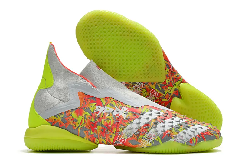 Adidas Predator Freak+ Laceless IC - White/Neon Yellow/Fiery Red