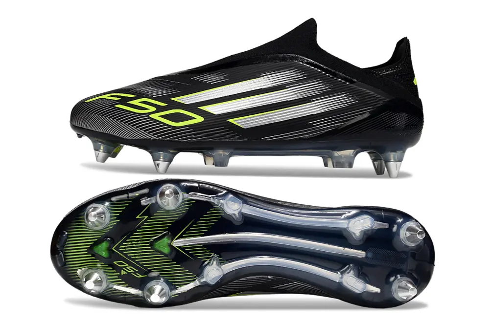 Adidas F50 Elite Laceless SG - Black/Lime Green/Carbon Grey
