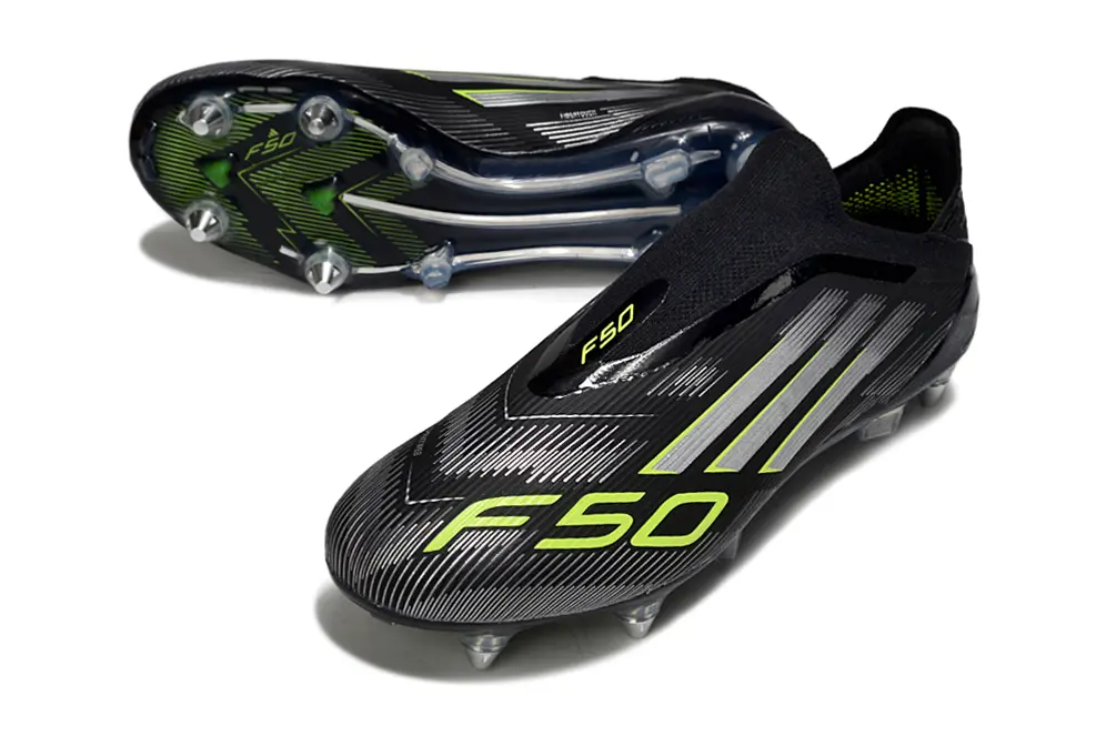 Adidas F50 Elite Laceless SG - Black/Lime Green/Carbon Grey