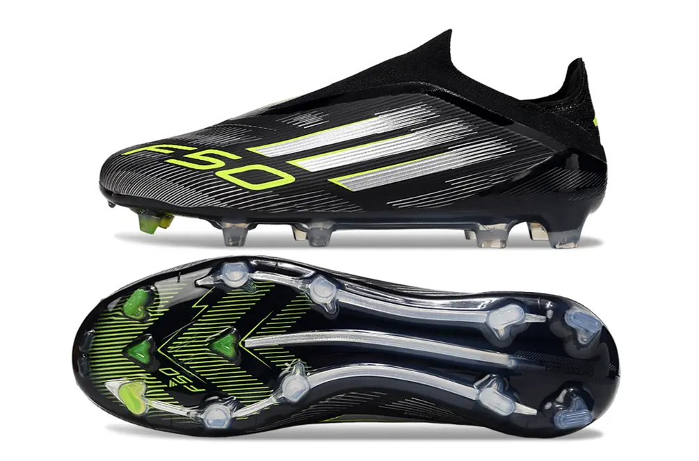 Adidas F50 Elite Laceless FG - Black/Dynamic Green/Metallic Silver