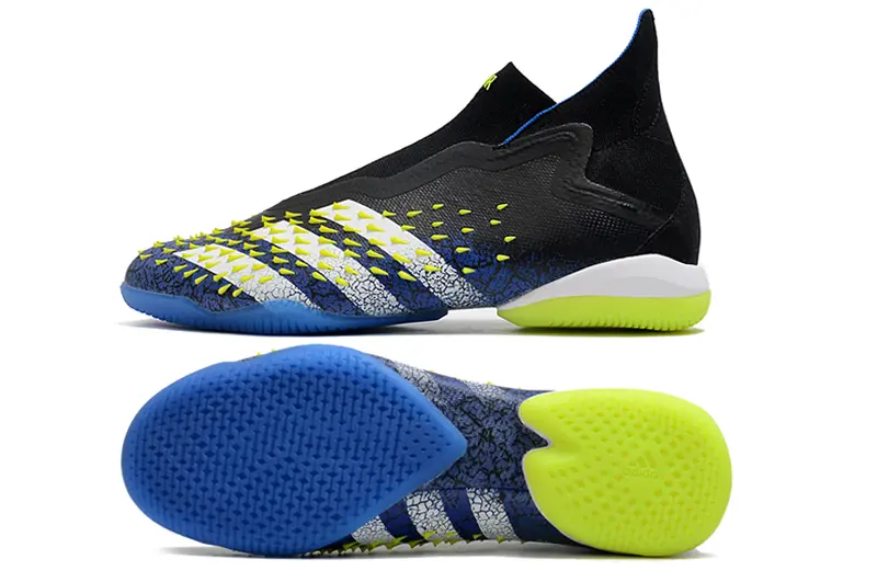 Adidas Predator Freak+ Laceless IC - Black/Electric Yellow/Ocean Blue