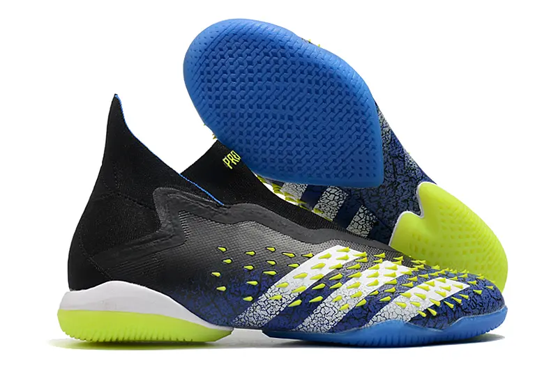 Adidas Predator Freak+ Laceless IC - Black/Electric Yellow/Ocean Blue