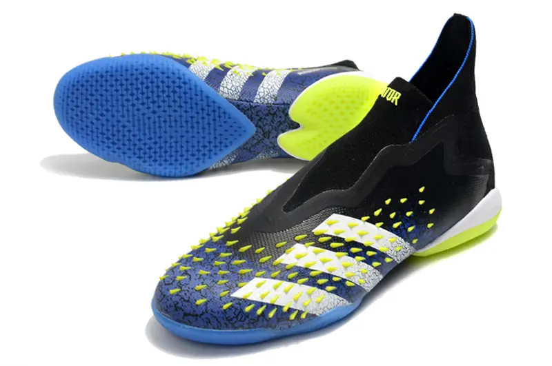 Adidas Predator Freak+ Laceless IC - Black/Electric Yellow/Ocean Blue
