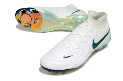 Nike Phantom Luna 2 Elite FG Firm Ground Soccer Cleats - White/Iridescent Green/Teal Blue