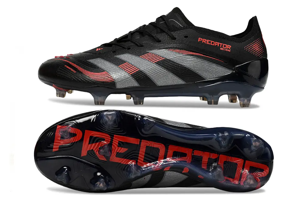 Adidas Predator 25 Elite FG - Black/Charcoal Grey/Fiery Red
