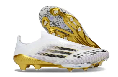 Adidas F50+ Elite Laceless Lightstrike Pro FG - White/Metallic Gold/Classic Black