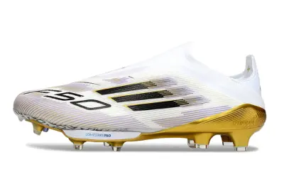 Adidas F50+ Elite Laceless Lightstrike Pro FG - White/Metallic Gold/Classic Black