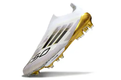 Adidas F50+ Elite Laceless Lightstrike Pro FG - White/Metallic Gold/Classic Black