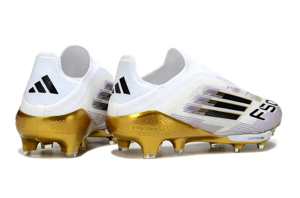 Adidas F50+ Elite Laceless Lightstrike Pro FG - White/Metallic Gold/Classic Black
