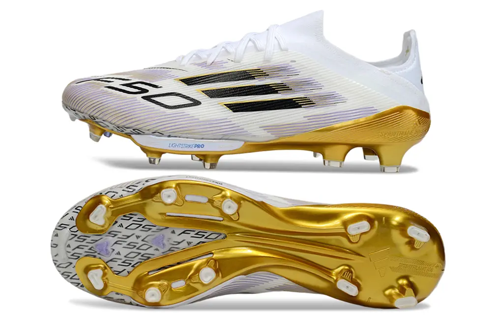 Adidas F50+ Elite Lightstrike Pro FG - White/Iridescent Gold/Black