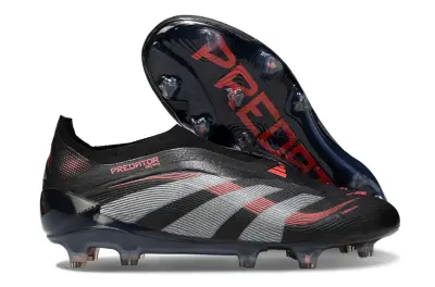 Adidas Predator 25 Elite Laceless FG - Black/Crimson Blaze/Steel Gray