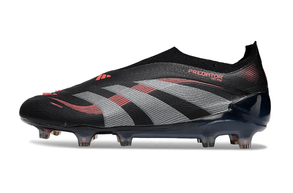 Adidas Predator 25 Elite Laceless FG - Black/Crimson Blaze/Steel Gray