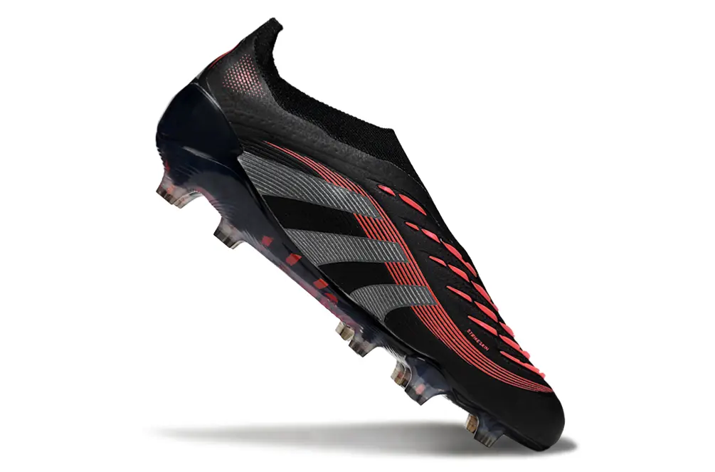Adidas Predator 25 Elite Laceless FG - Black/Crimson Blaze/Steel Gray