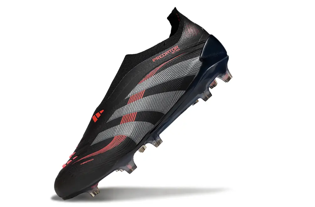 Adidas Predator 25 Elite Laceless FG - Black/Crimson Blaze/Steel Gray