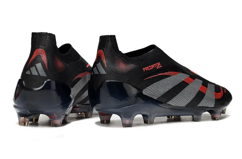 Adidas Predator 25 Elite Laceless FG - Black/Crimson Blaze/Steel Gray