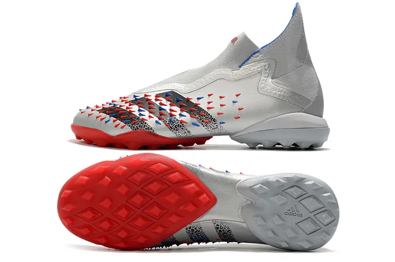 Adidas Predator Freak+ Laceless TF - Grey/Bright Red/Blue Accent
