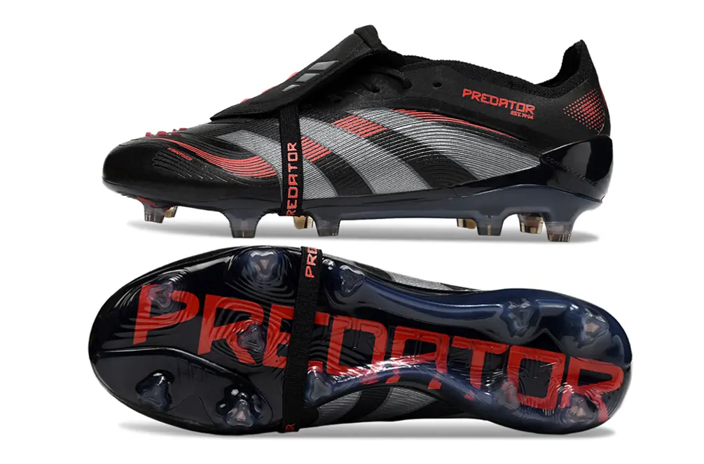 Adidas Predator 25 Elite Foldover Tongue FG - Black/Crimson Red/Steel Grey