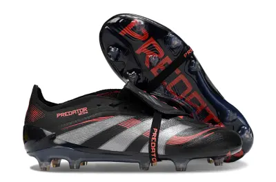 Adidas Predator 25 Elite Foldover Tongue FG - Black/Crimson Red/Steel Grey