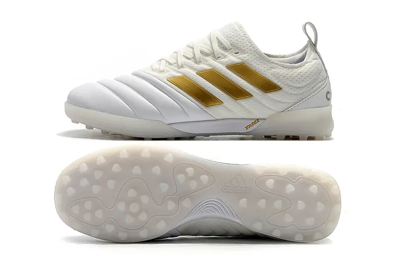 Adidas Copa 19.1 TF - White/Golden Accents/Sleek Design