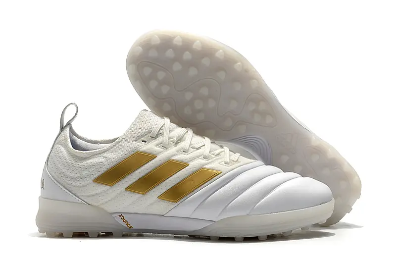 Adidas Copa 19.1 TF - White/Golden Accents/Sleek Design