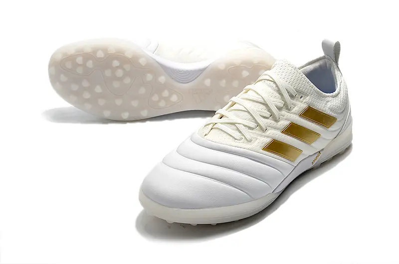 Adidas Copa 19.1 TF - White/Golden Accents/Sleek Design