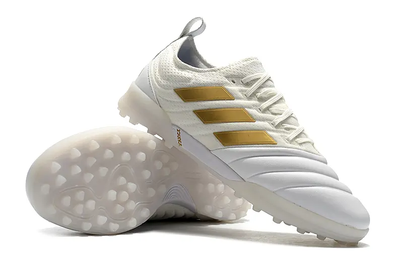 Adidas Copa 19.1 TF - White/Golden Accents/Sleek Design