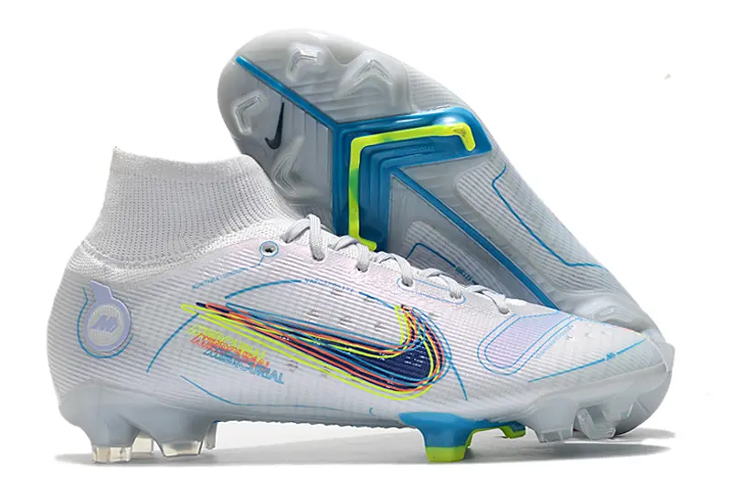 Nike Mercurial Superfly 8 Elite FG - White/Electric Blue/Neon Yellow
