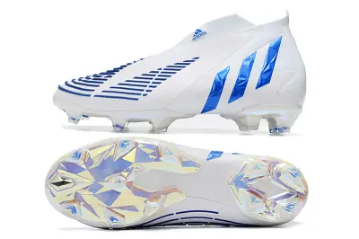 Adidas Predator Edge+ Laceless FG - White/Electric Blue/Crystal Clear