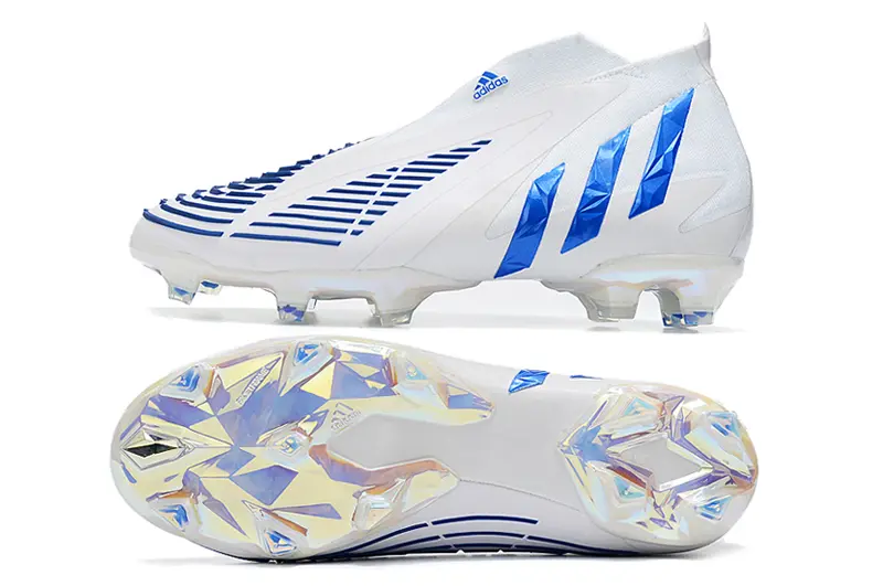 Adidas Predator Edge+ Laceless FG - White/Electric Blue/Crystal Clear